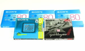 ソニー　SONY　MD　ミニディスク　80タイプ　個別梱包単品物　3種5枚セット　　　未使用