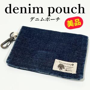 【美品】デニムポーチ 2層 ポーチ denim pouch デニム生地