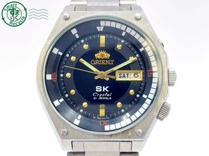 2409600442　＃ 1円～！ ORIENT オリエント SK Crystal クリスタル Y469135A-4B 自動巻き デイデイト 腕時計 黒文字盤 ブラック 純正ベルト