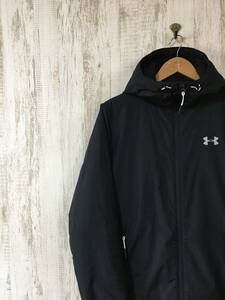 at529☆【中綿入り トレーニング フーディージャケット】UNDER ARMOUR アンダーアーマー ウィンドブレカー 野球等 SM 黒