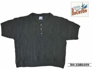 【送料無料 49%OFF】HOUSTON ヒューストン 3Dジャガード サマーニット ポロシャツ NO.23HL029 BLACK(04)_1(L相当)サイズ