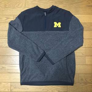 NCAA UNIVERSITY OF MICHIGAN QUARTER-ZIP FLEECE CREW (COLOSSEUM) size-S(着丈69身幅51) 中古(ほぼ新品) 送料無料 NCNR