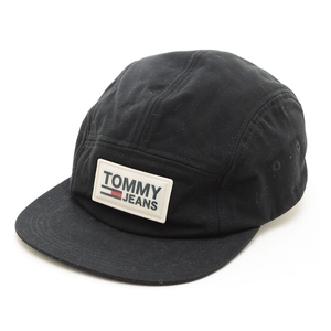 ●535615 TOMMY JEANS トミーヒルフィガー ●キャップ 帽子 ロゴパネル サイズF メンズ ブラック