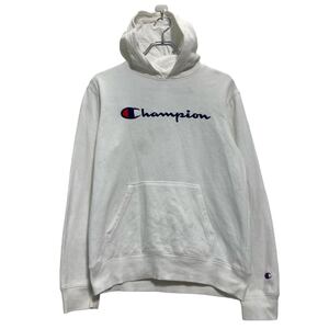 Champion ロゴ スウェット パーカー チャンピオン XL キッズ 150～ ホワイト プルオーバー ビッグサイズ 古着卸 アメリカ仕入 a610-5059