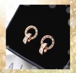 【ピアス】18K ゴールドメッキ　色ピンクゴールド　売れています！