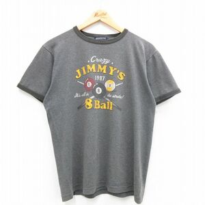 M/古着 エアロポステール 半袖 ビンテージ Tシャツ メンズ 00s ビリヤード クルーネック グレー他 霜降り リンガー 24jul18 中古