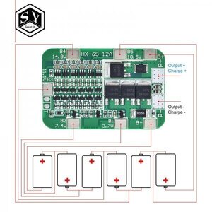 18650 リチウムイオン電池保護ボード モジュールボード 高電圧過負荷保護 6S 15A 24V/25.2V リチウムイオン電池 即納 B