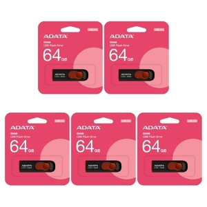 5本セット USBメモリ 64GB A-DATA USB2.0 スライド式 AC008-64G-RKD USB 黒