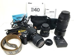 キングラム[31]Nikon ニコン 一眼レフ カメラ D40 レンズ セット AF-S 18-55/35/55-300 VR 美品 mi-naストラップ【送料無料】＠393