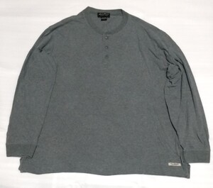 ☆Eddie Bauer WPL#9647 ヘンリーネック3つボタン長袖TシャツLサイズ無地フアッション米国カジュアル アウトドア エディ バウアー ジャパン