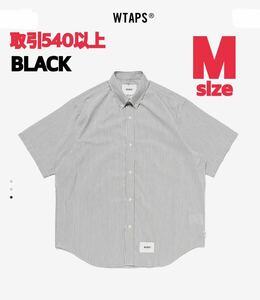 WTAPS 2024SS BD 01 SS SHIRT BLACK Mサイズ ダブルタップス ボタンダウン半袖シャツ ブラック ストライプ MEDIUM