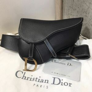 【新品同等】Christian Dior クラスチャン ディオール レザー ウエストバッグ ボディバッグ ブラック 黒革 保存袋 ギャランティ有 ☆