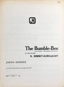 リムスキー=コルサコフ 熊蜂の飛行/ハイフェッツ編 (ヴァイオリンとピアノ) 輸入楽譜 N. Rimsky-Korsakoff The Bumble-Bee 洋書