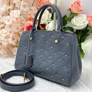 1円スタート LOUIS VUITTON ルイヴィトン モンテーニュBB 2WAY ハンドバッグ ショルダーバッグ モノグラムアンプラント グレー M51727