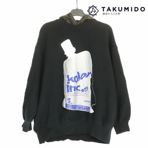 カラー Kolor メンズ服 裏起毛 レイヤード スウェット プリント サイズ2 ブラック コットン 中古AB 277031