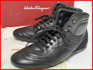 即決 Salvatore Ferragamo フェラガモ 8.5≒26.5cm程度 スニーカー ブーツ 黒 ブラック メンズ mcu