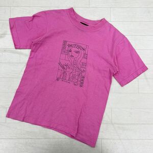 1438◎ ANNA SUI アナスイ トップス Tシャツ カットソー 半袖 クルーネック イラスト プリント カジュアル ピンク レディースXXS