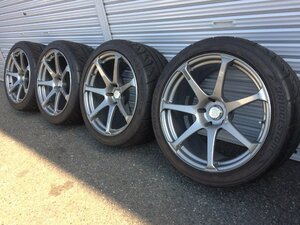 中古 AVS Model T7 18インチ 10J +25 PCD114.3 5H タイヤ付き4本セット ポテンザ RE-71R YOKOHAMA モデル7