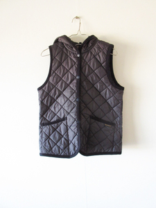 美品 LAVENHAM / ラベンハム HOODED VEST 38 NAVY / レディース キルティング フード ベスト