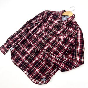 BEAMS HEART ☆ 気持ち良いガーゼコットン◎ 長袖 シャドーチェック ネルシャツ レッド ブラック メンズ L アメカジ ビームスハート■S1494