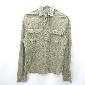 ◇ Polo by Ralph Lauren ハーフボタン 胸元ポケット シンプル 長袖 シャツ サイズS カーキ メンズ E