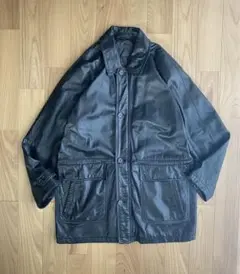 【vintage】レザー　ライダースジャケット カーコート　黒