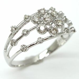 ◆K18 天然ダイヤモンドリング◆J 約3.0g 約19.5号 0.25ct diamond ring指輪 EC4/EC5
