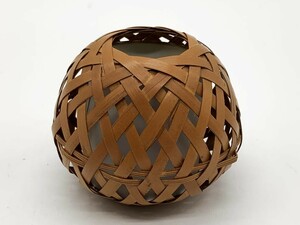 【骨董陶器】３　小さな一輪挿し/花器　『竹網花生』　　花生/一輪挿し/華道/茶道/フラワーアレンジメント　　　G0722