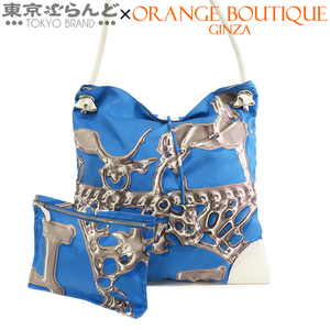 101768160 エルメス HERMES シルキーシティ PM □Ｏ刻印 ミコノスxホワイト シルバー金具 シルク スイフト ショルダーバッグ レディース