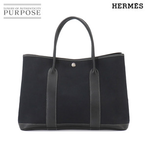 エルメス HERMES ガーデンパーティ 36 PM トート バッグ トワルオフィシェ レザー ブラック □K刻印 Garden Party PM 90258309