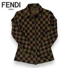 【美品】FENDI 長袖 シャツ 36サイズ ゴールドボタン イタリア製 希少品