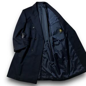 【美品!40万 XL】LANVIN カシミヤ 100％ 繊維の宝石! ロング ダブル チェスター コート ネイビー 紺 ランバン 50 LL メンズ 紳士 カシミア