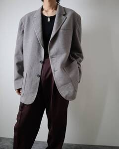 O28 Vintage Wool Felt Checked Taolored Jacket Pink Gray ウール フェルト地 テーラード ジャケット チェック柄 グレー