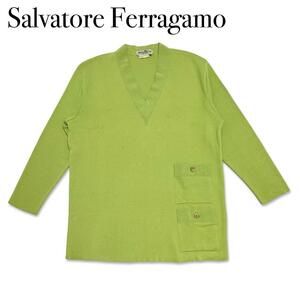 Salvatore Ferragamo　フェラガモ コットン100％ 長袖 トップス M 洋服 メンズ ライトグリーン