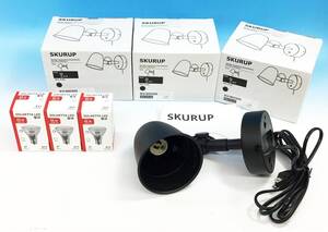 未使用 6点セット IKEA SKURUP 壁取り付式 スポット ライト ランプ 黒 ブラック スチール/SOLHETTA LED 電球 E17 照明 イケア 大量 壁掛け