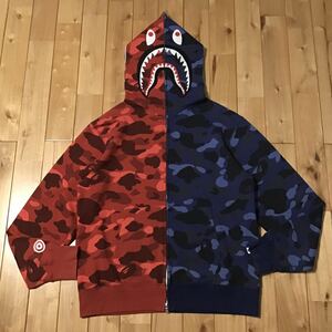 Red camo × Blue camo シャーク パーカー Lサイズ shark full zip hoodie a bathing ape BAPE エイプ ベイプ アベイシングエイプ 迷彩 sz3