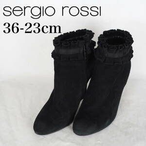 EB5386*sergio rossi*セルジオロッシ*レディースブーティ*36-23cm*黒