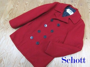 ★ショット Schott★メンズ U.S.740N メルトンウール ピーコート レッド 38 USA製★R70119001B