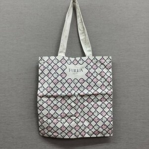 Z566 FURLA フルラ バッグ 総柄 エコバッグ 購入時 ノベルティ― BAG カバン コットン キャンバス トート ハンド ロゴ プリント