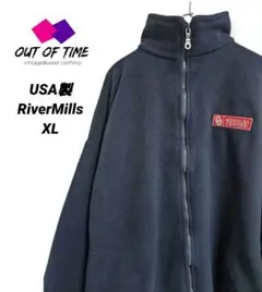 USA製 RiverMills フリース フルジップ XL ネイビー 企業ロゴ