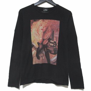 ほぼ美品 HYSTERIC GLAMOUR ヒステリックグラマー COURTNEY LOVE コートニーラブ フォトプリント ロンT 長袖 Tシャツ 0263CL09 S ブラック