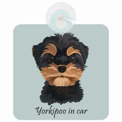 Yorkipoo ヨープー Aタイプ 車 窓ガラス 吸盤タイプ 犬 イラスト付 DOG IN CAR 安全対策 セーフティサイン デコ 外出 ドライブ カーサイン 吸盤