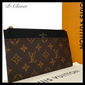 【新品同様】LOUIS VUITTON ルイヴィトン モノグラム スリムパース M80348 財布 手持ちバッグ ブラウン RFID