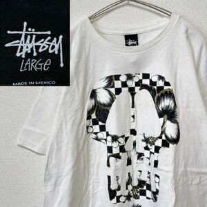 STUSSY ステューシー 白 半袖 Tシャツ ドクロ メキシコ製 Lサイズ