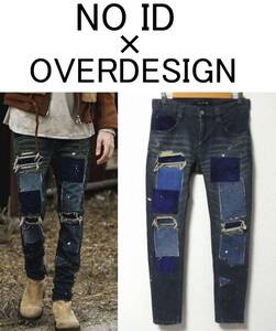 正規品 定価46200円 美品 NO ID.BLACK×OVERDESIGN ノーアイディー オーバーデザイン ストレッチデニムグランジスキニーPT デニムパンツ 2