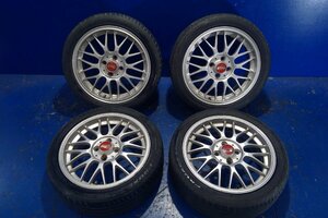 (H)BBS RG408 RG-F 鍛造 軽量 16インチ アルミ ホイール 6.5J +42 PCD100 タイヤ 195/45R16 山有 4本セット コンパクトカー [2406500]