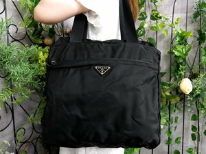 ●超美品●PRADA プラダ●三角ロゴプレート●ポコノ ナイロン カーフ レザー 本革●ショルダー トート バッグ●黒●SV金具●A4●Js47941