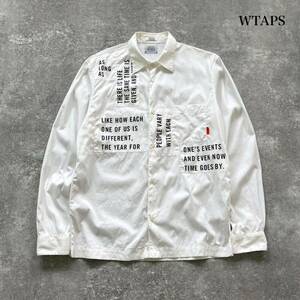 【WTAPS / ダブルタップス】WAY OF LIFE FURRIES 112GWDT-SHM04 メッセージロゴ 長袖シャツ ボタンダウンシャツ ホワイト 白 (M)