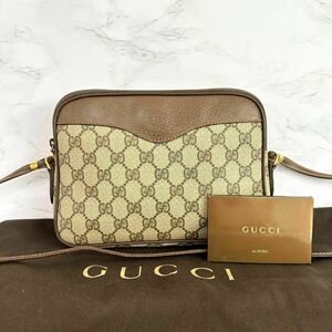 グッチ GUCCI ショルダーバッグ レザー PVC ブラウン ベージュ g00433