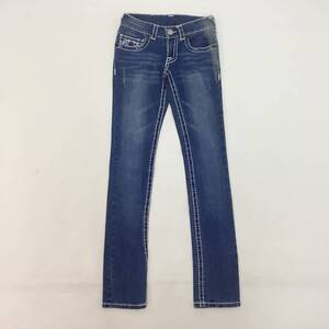 ■USA製 TRUE RELIGION トゥルーレリジョン デニムパンツ ジーパン サイズ24 BILLY SUPER T 細身 ジップフライ ポリコットン 0.44kg